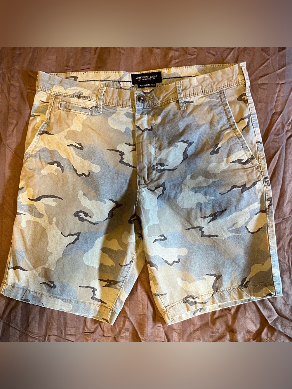 American Eagle Men’s NE(X)T Level Flex Camouflage Shorts Tag Size 33 Rare Colour